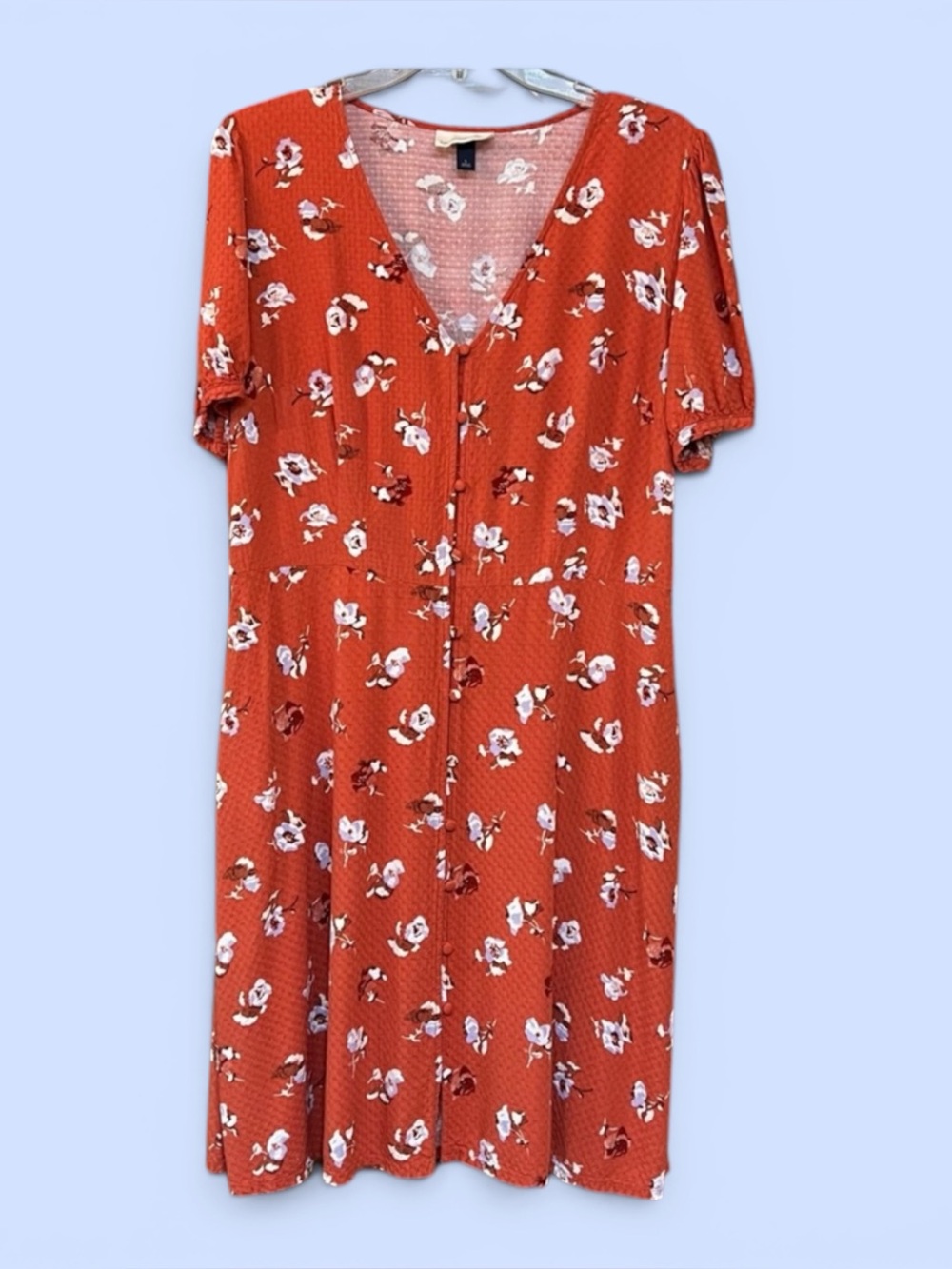 Universal Thread Floral Button Front Midi Dress Rust Red Size L